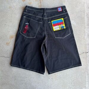 Empyre Black Graphic Jean Shorts